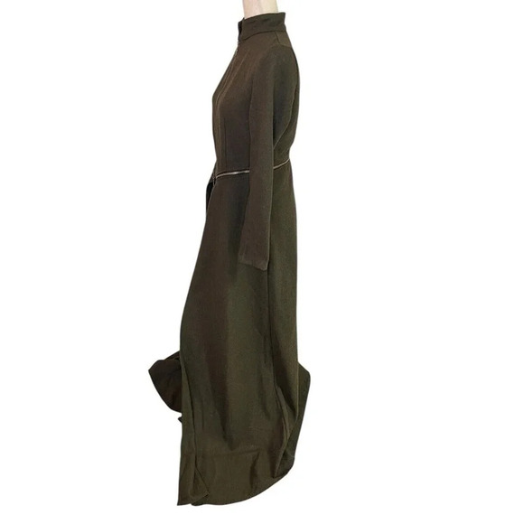 Gothic Punk Military Long Coat Jacket Small Olive Green Convertible Cosplay - Picture 2 of 13